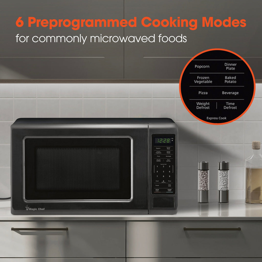 Magic Chef 0.9 Cu. Ft Countertop Microwave | 900 Watt | Black | 6 Auto Cooking Modes | Child Lock | Digital Display | 10 Power Levels |  8 Years Warranty On Magnetron image 13