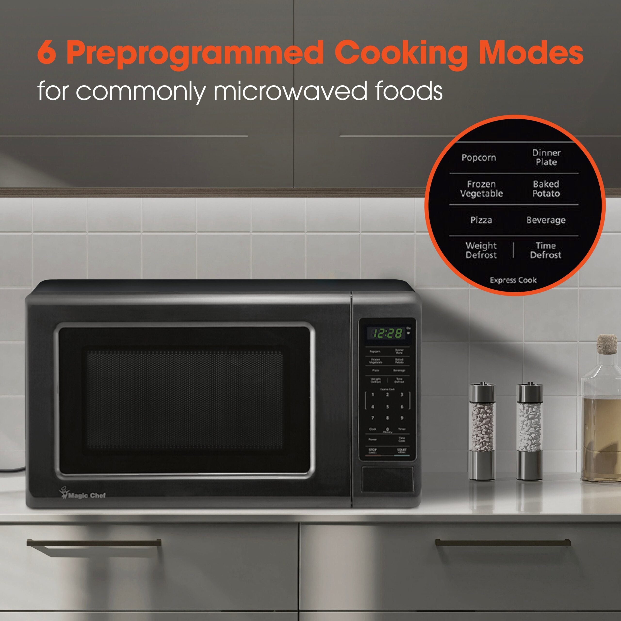 Magic Chef 0.9 Cu. Ft Countertop Microwave | 900 Watt | Black | 6 Auto Cooking Modes | Child Lock | Digital Display | 10 Power Levels |  8 Years Warranty On Magnetron image 13