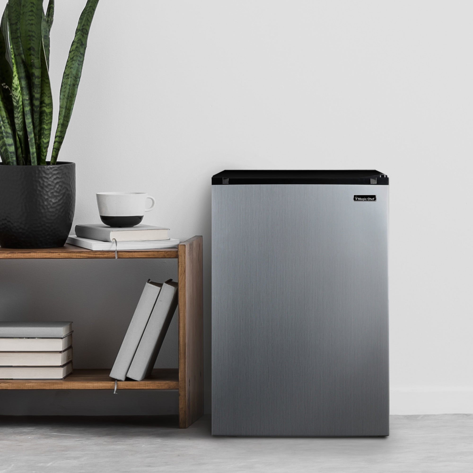 Magic Chef 4.4 Cu Ft Mini Fridge In Stainless Steel Look without Freezer | Energy Star Qualified | 5 Year Warranty On Compressor | 3 Glass Shelves  | Reversible Door | Easy Installation image 4