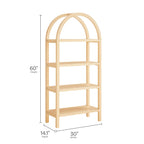 Vexley 72 Inch Large Arched Bookshelf  | Natural, Black &amp; Walnut Color Options | Pine Wood Frame | Sculptural Arched Silhouette | 4 Pine Veneer Shelves image 3