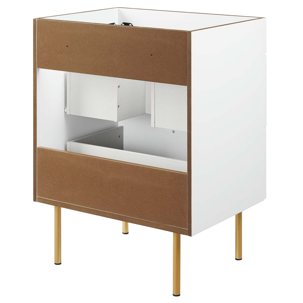 24" Bathroom Vanity Cabinet (Sink Basin Not Included) | Daybreak Series | Green, Light Gray & White Color Options | Full-Extension Drawers | Rubberwood, MDF, Particleboard Construction | Gold Metal Legs image 4
