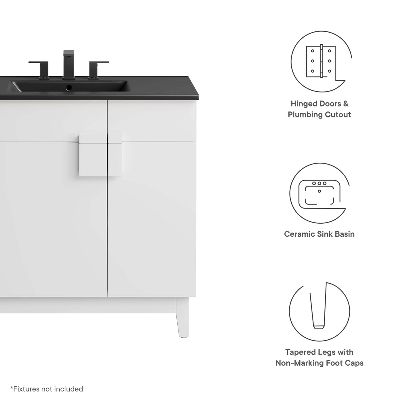 24" / 36" Miles Series Bathroom Vanity In Various Colors  | Modern Design Vanity With Basin For Homes, Hotels image 4