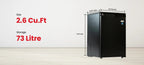 Roomwell UK 2.6 Cu.Ft Mini Fridge Without Freezer | Scratch-Resistant Worktop | 2 Years Replacement Warranty | A Space-Saving Marvel for Bedroom, Dorm, and Office image 1