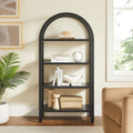 Vexley 60 Inch Arched Bookshelf  | Natural, Black &amp; Walnut Color Options| Pine Wood Frame | Sculptural Arched Silhouette | 4 Pine Veneer Shelves image 0