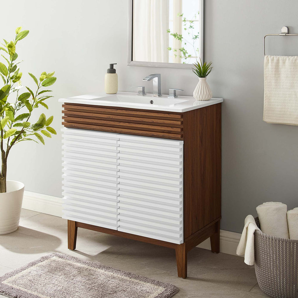 36" / 30" Bathroom Vanity In Multiple Colors | Modern Design Vanity With Basin For Homes, Hotels image 0