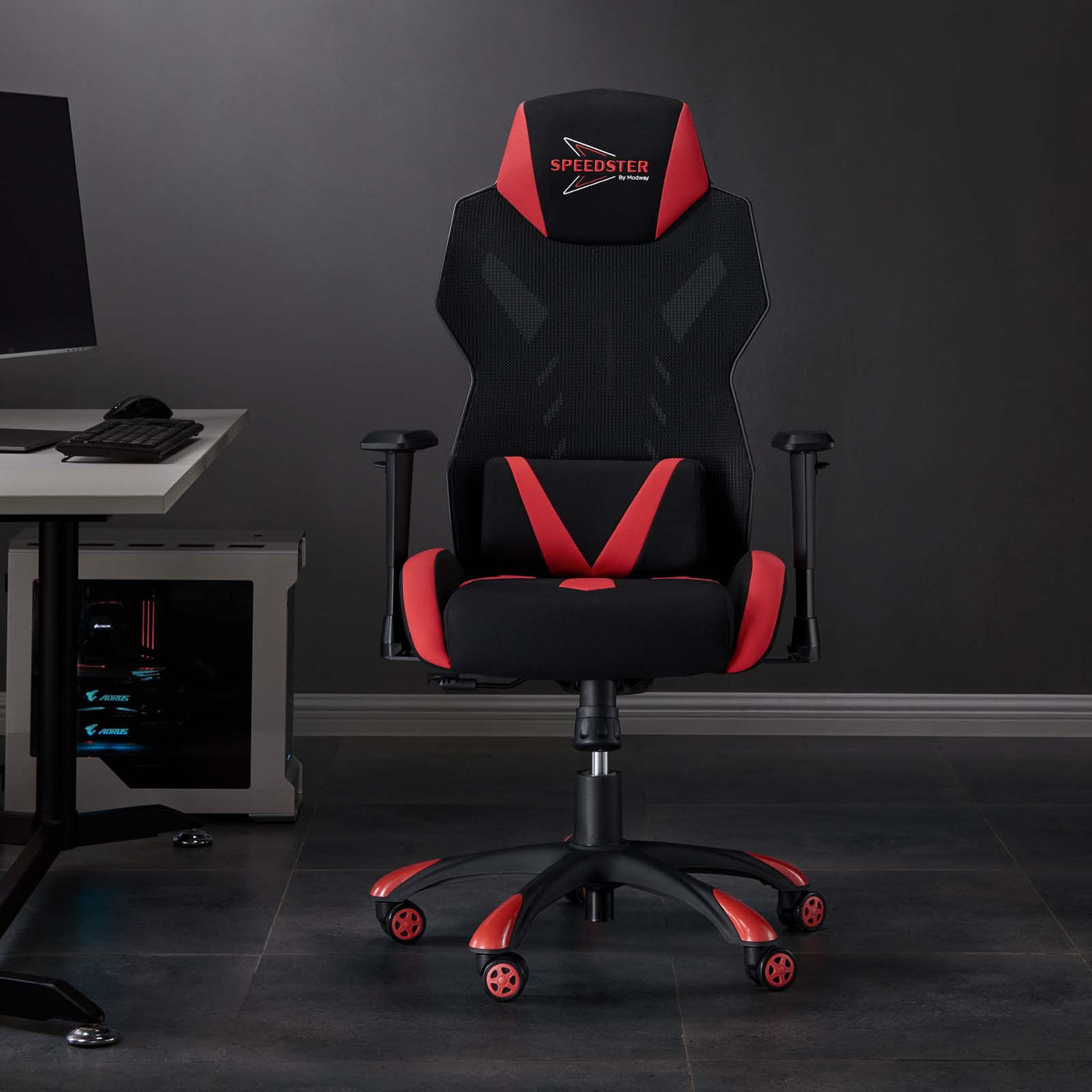 Speedster Mesh Gaming Chair in Black and Red image 1