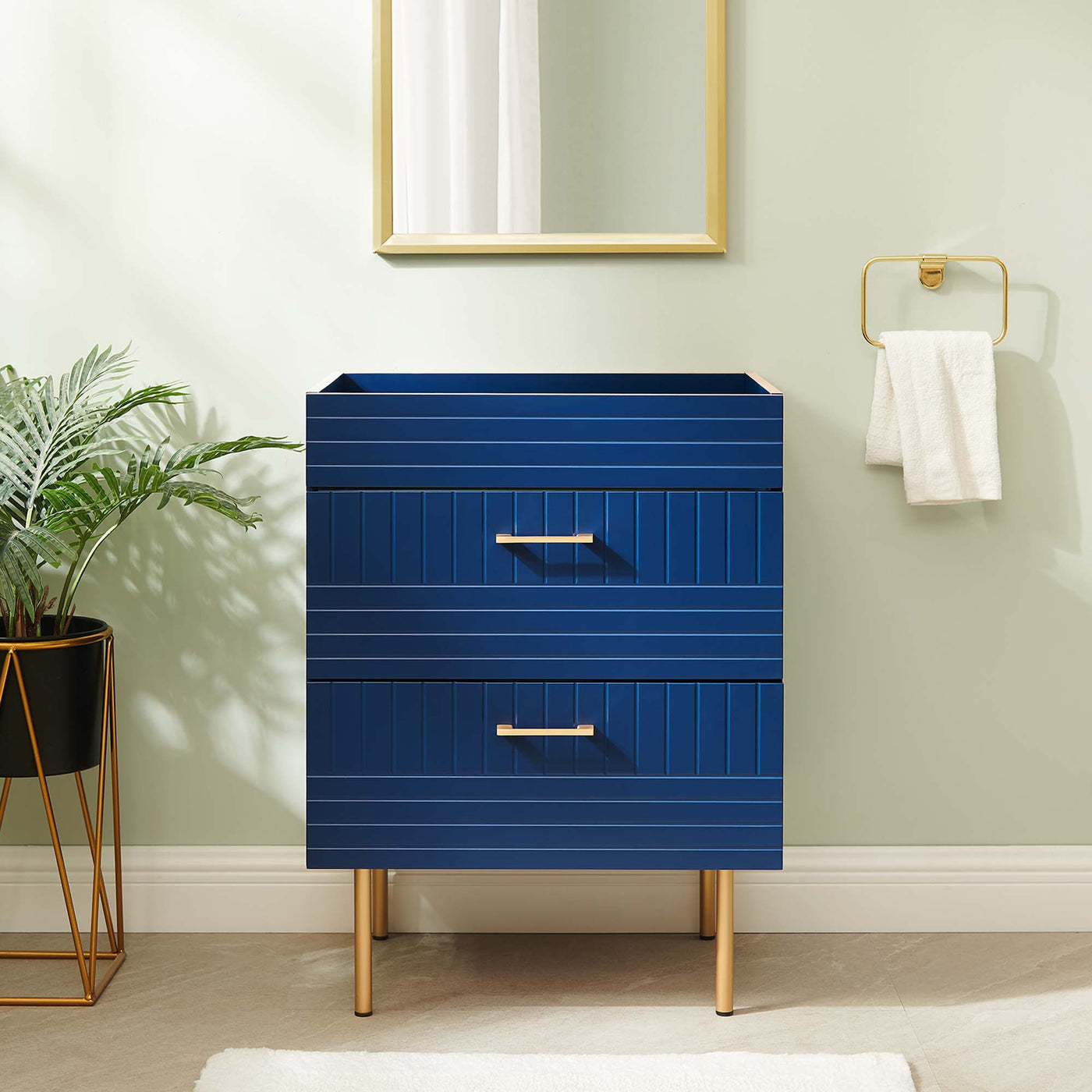24" Bathroom Vanity In Blue Color (Sink Basin Not Included) | Daybreak Series | Modern Design Vanity With Basin For Homes, Hotels image 0