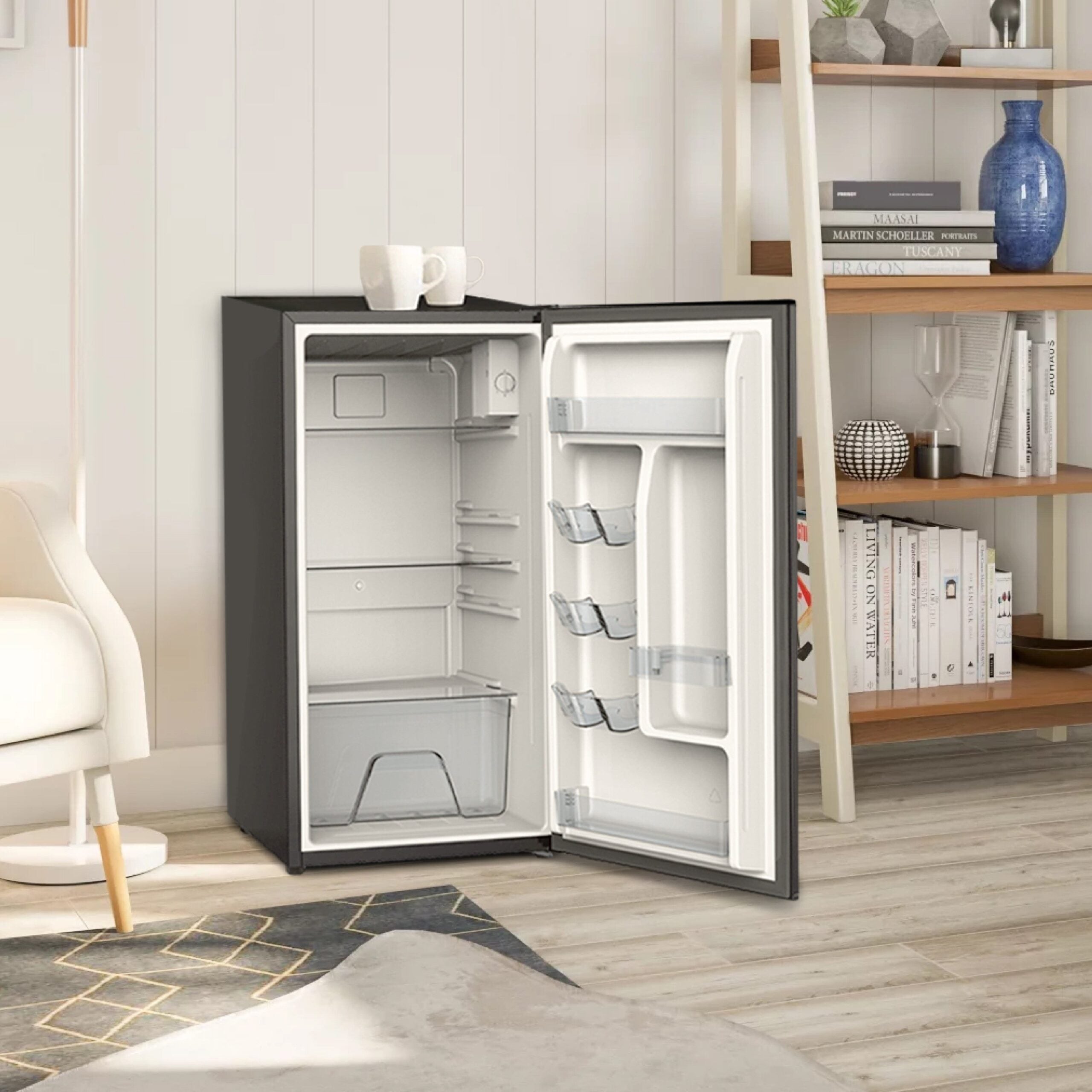 Magic Chef 3.2 Cu Ft Mini Refrigerator Without Freezer | Black Color | Energy Star Qualified | 5 Year Warranty On Compressor | 3 Fresh Food Glass Shelves | Reversible Door image 4