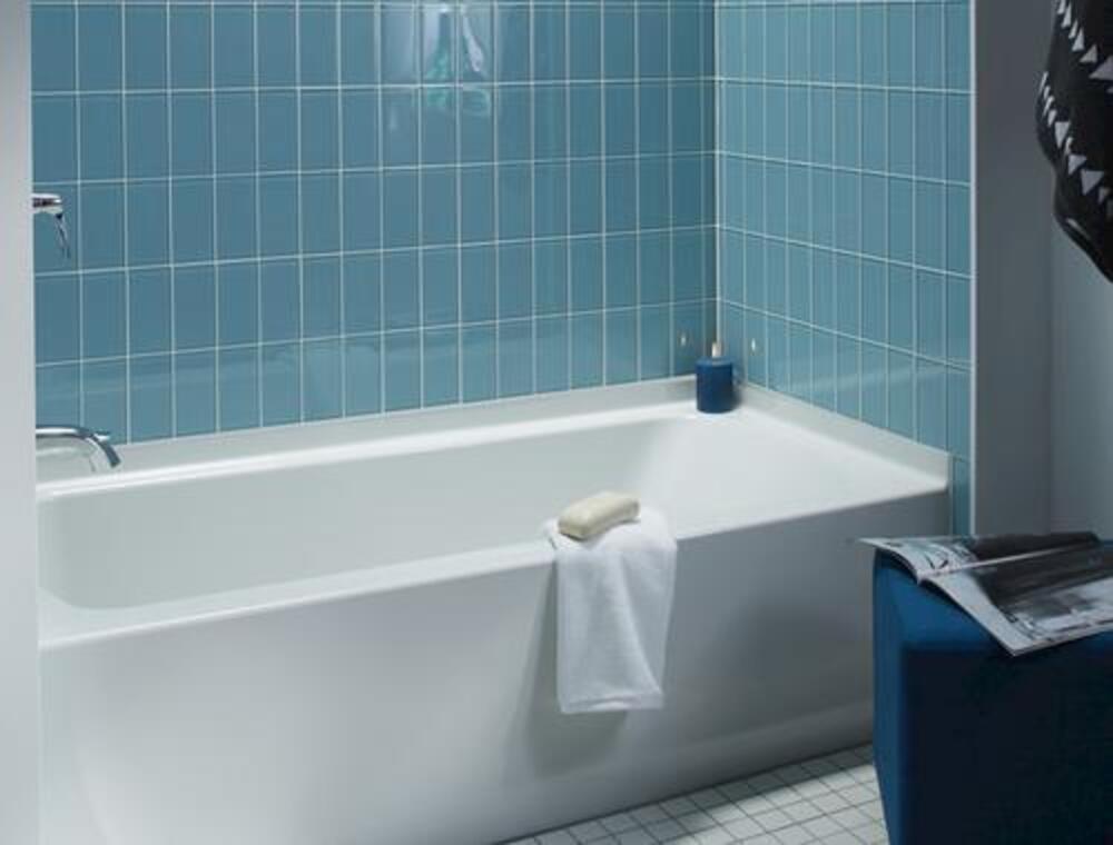 Sterling 60"W x 30"D x 16"H White Bathtub | Ensemble Series | Left Or Right Drain Location Options | Made Of Solid Vikrell Material | Designed With A 16" Apron image 2