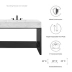 Bathroom Vanity With Sink | White Silver, White Gold & White Black Color Options | 36" & 48" Size Options | Gridiron Series | Stainless Steel Metal | Artificial Marble Sink image 2