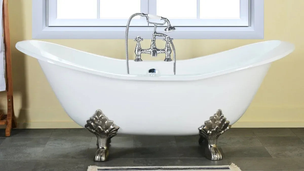 61-Inch Cast Iron Double Slipper Clawfoot Tub with 7-Inch Faucet Drillings | Elegant Bathtub For Homes, Hotels image 1