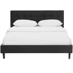 Full Size Bed In Faux Leather | Black Color With Toughened  Vinyl Headboard | 12" H | Linnea Series image 4