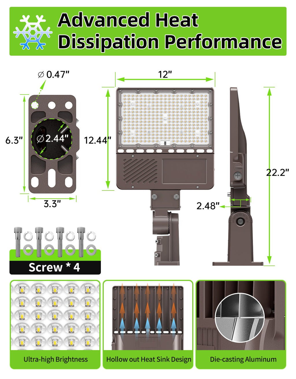 Commercial LED Pole Lighting 90W – 320W Photocell | IP65 | 4.5K - 5.7K | Outdoor & Area Light image 3