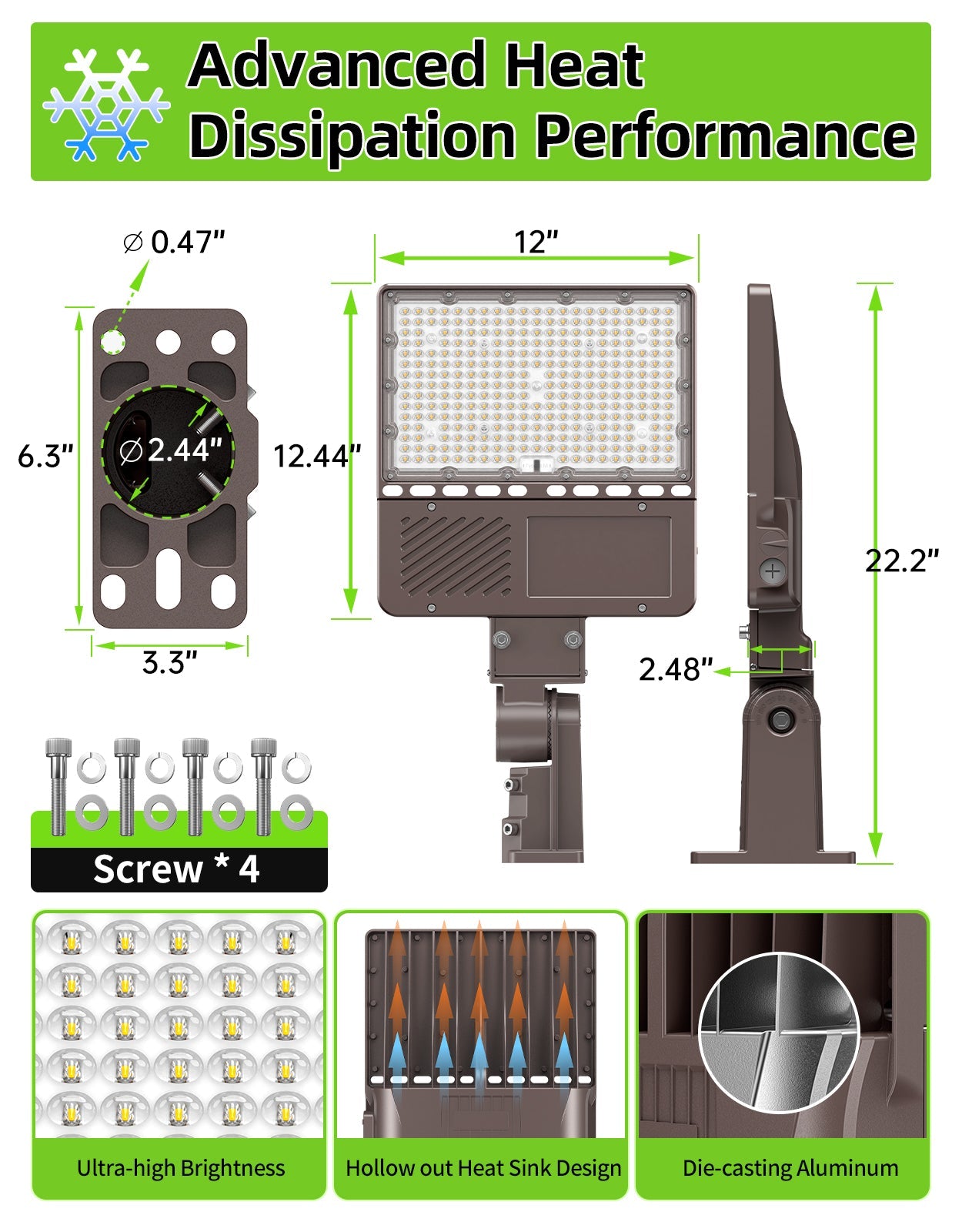 Commercial LED Pole Lighting 90W – 320W Photocell | IP65 | 4.5K - 5.7K | Outdoor & Area Light image 3