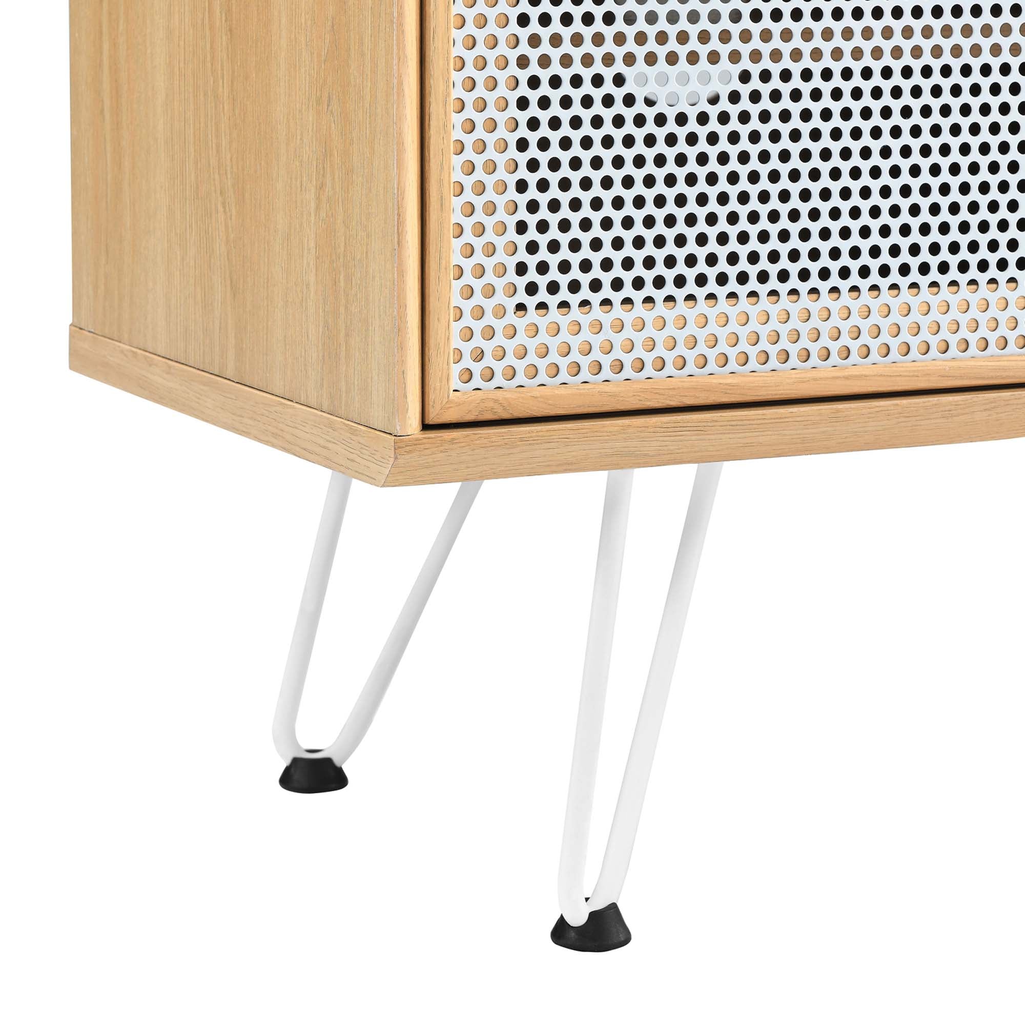 Nomad 47" TV Stand | Oak &amp; Walnut Finish Options | Industrial Modern TV Stand | Sliding Mesh Doors | Honeycomb Core | Wood Grain Laminate | Hairpin Legs image 2