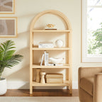 Vexley 72 Inch Large Arched Bookshelf  | Natural, Black &amp; Walnut Color Options | Pine Wood Frame | Sculptural Arched Silhouette | 4 Pine Veneer Shelves image 5