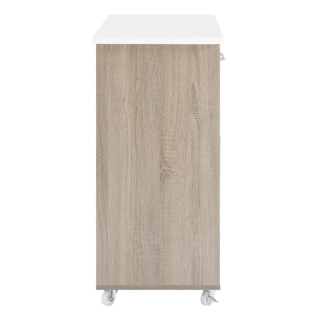 Culinary Kitchen Cart With Towel Bar | Rubberwood Top | Light Gray Natural, White Natural, Charcoal Natural &amp; Oak White Options image 4