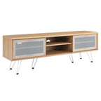 Nomad 59" TV Stand | Oak &amp; Walnut Finish Options | Industrial Modern TV Stand | Sliding Mesh Doors | Honeycomb Core | Wood Grain Laminate | Hairpin Legs image 6