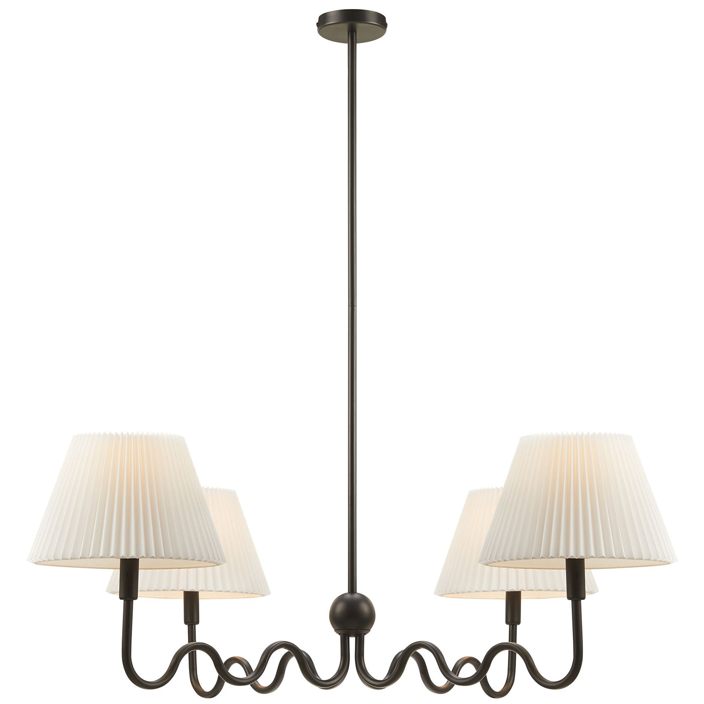 Wave Squiggle 4-Arm Pendant Light | Brass &amp; Black Color Options | Ideal for Living Space, Bedroom, Kitchen, Dining room, Bathroom, Or Office image 1