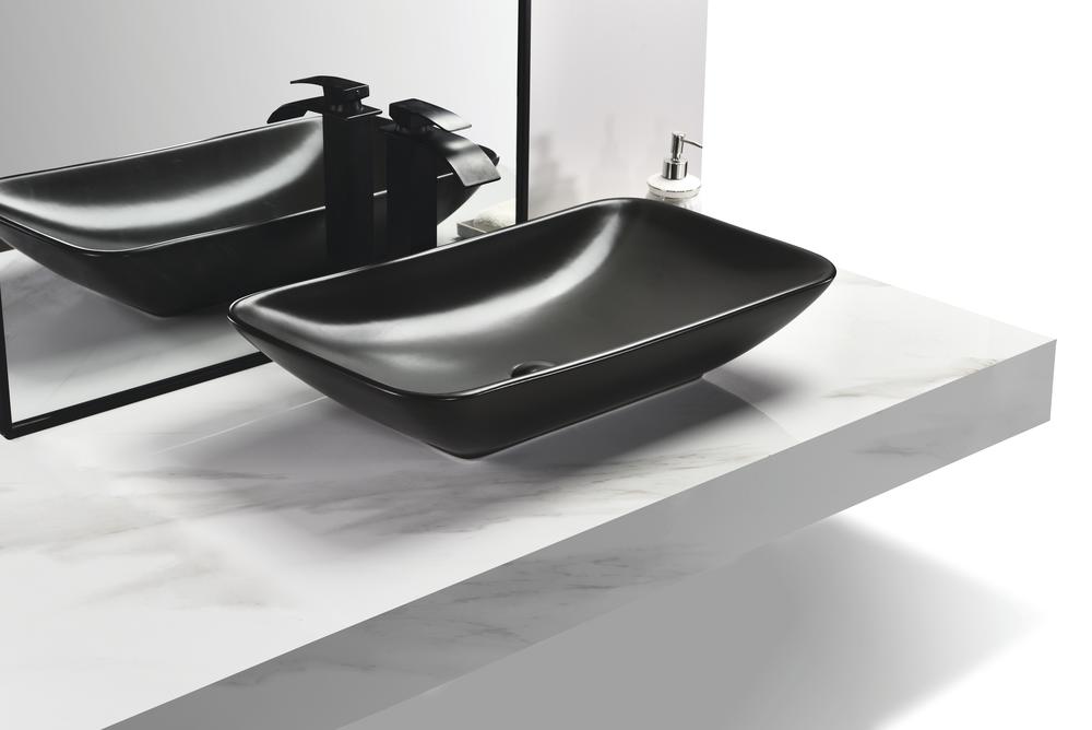 Tuscany 28"W x 15-3/8"D Ceramic Rectangular Bathroom Vessel Sink | Matt Black, Matt Gray & White Color Options | Jonava Series | Premium Quality Ceramic Construction | Elegant Modern Style Design image 1