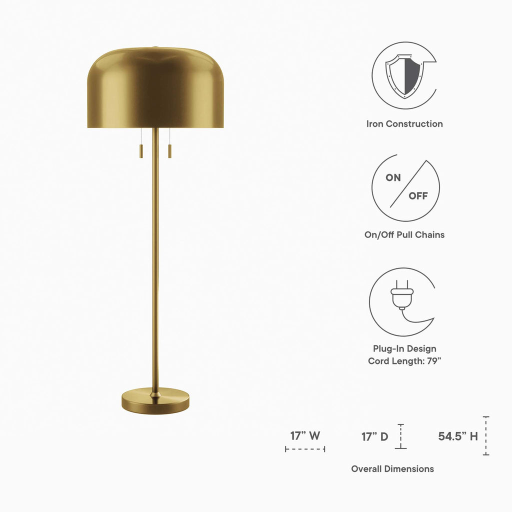 Avenue Floor Lamp in Satin Brass | Modern Design | E26 Base | For Living Areas &amp; Bedrooms image 7