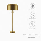 Avenue Floor Lamp in Satin Brass | Modern Design | E26 Base | For Living Areas &amp; Bedrooms image 7