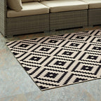 Perplex Geometric Diamond Trellis Indoor and Outdoor Area Rug | Black and Beige | 5X8 &amp; 8X10 Size Options | Tight Low Pile Weave | Gripping Rubber Underside | 100% Soft Polypropylene | Pack Of 2 image 7