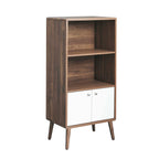 Transmit Display Cabinet Bookshelf | Walnut White | Mid-Century Display Cabinet | Smooth Wood Grain Laminate | Soft-Close Hinges | Modern Bookshelf image 1