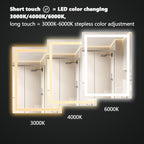 LED Bathroom Mirror 72x32 Inch Front &amp; Backlit Lights Vanity Mirror, Wall Mounted Anti-Fog Dimmable LED Makeup Mirror, IP54 3K-6K Warm/Natural/Daylight, Tempered Glass (Horizontal/Vertical) UL image 3