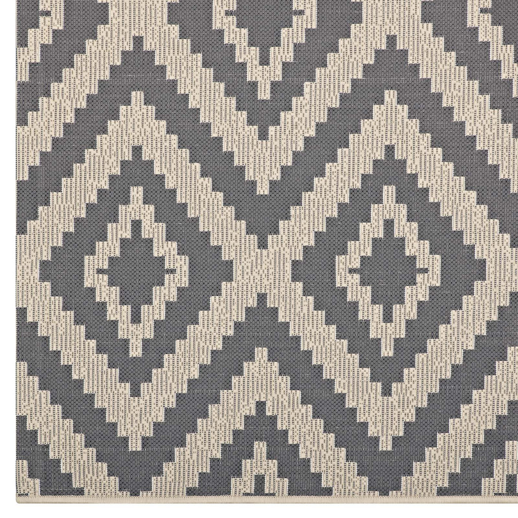 Jagged Geometric Diamond Trellis Indoor and Outdoor Area Rug | Gray and Beige | 5X8 &amp; 8X10 Size Options | Tight Low Pile Weave | Gripping Rubber Underside | 100% Soft Polypropylene | Pack Of 2 image 7