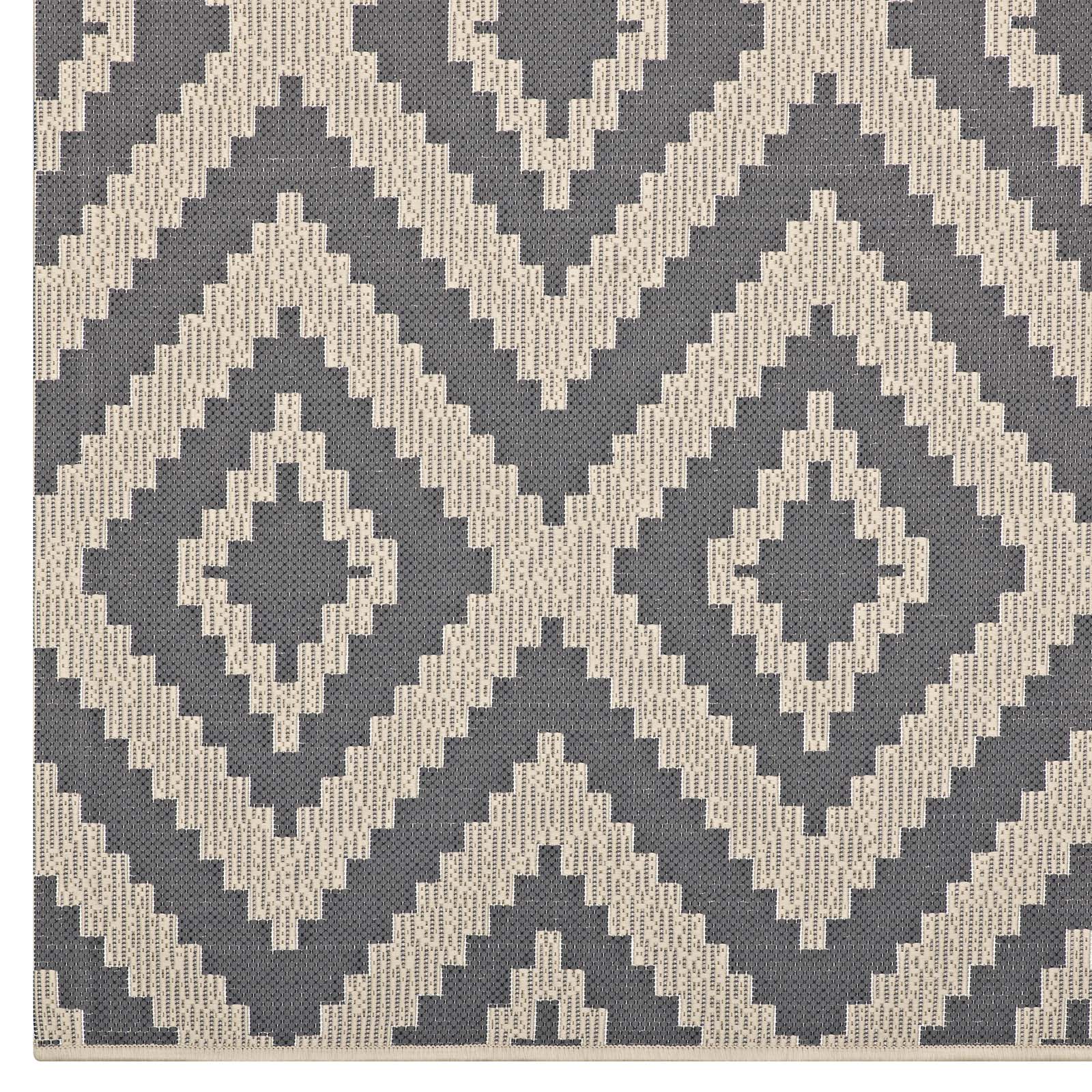 Jagged Geometric Diamond Trellis Indoor and Outdoor Area Rug | Gray and Beige | 5X8 &amp; 8X10 Size Options | Tight Low Pile Weave | Gripping Rubber Underside | 100% Soft Polypropylene | Pack Of 2 image 7