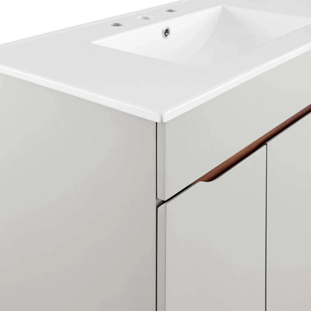 24" / 36" Bathroom Vanity In Grey White &amp; Grey Black Color | Harvest Series | Minimalistic Design | Vanity For Homes, Hotels image 7