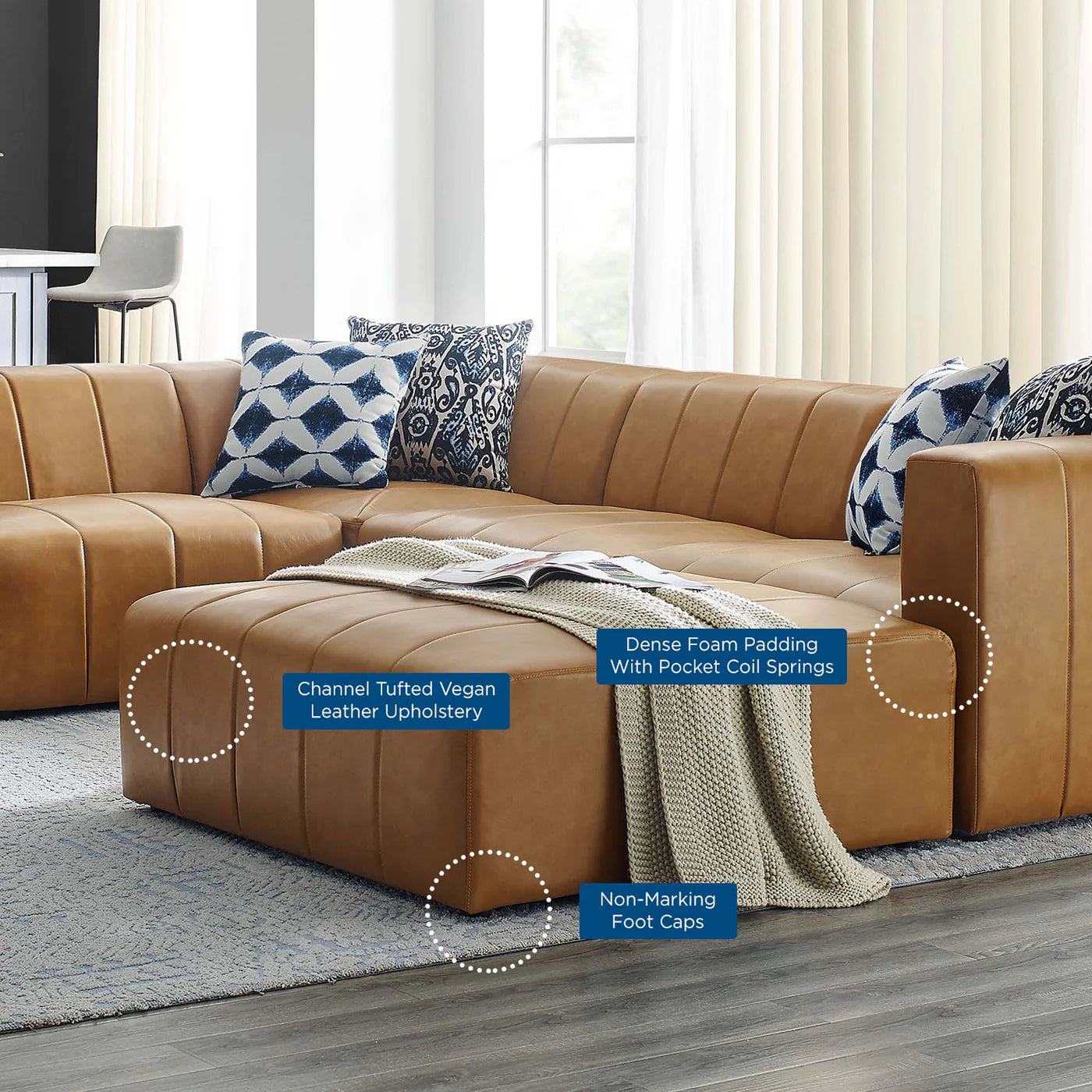 Bartlett 6-Piece Tan Vegan Leather Sectional Sofa image 13