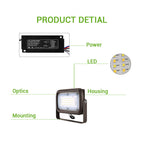 15W - 45W Outdoor LED Flood Security Lights | 5000K | 1500LM - 5400LM | UL, CE, FCC, ROHS, DLC Approved | IP65 Waterproof Landscape Lighting, Knuckle Mount, Bronze, Outdoor Garden Area Security Floodlight image 4