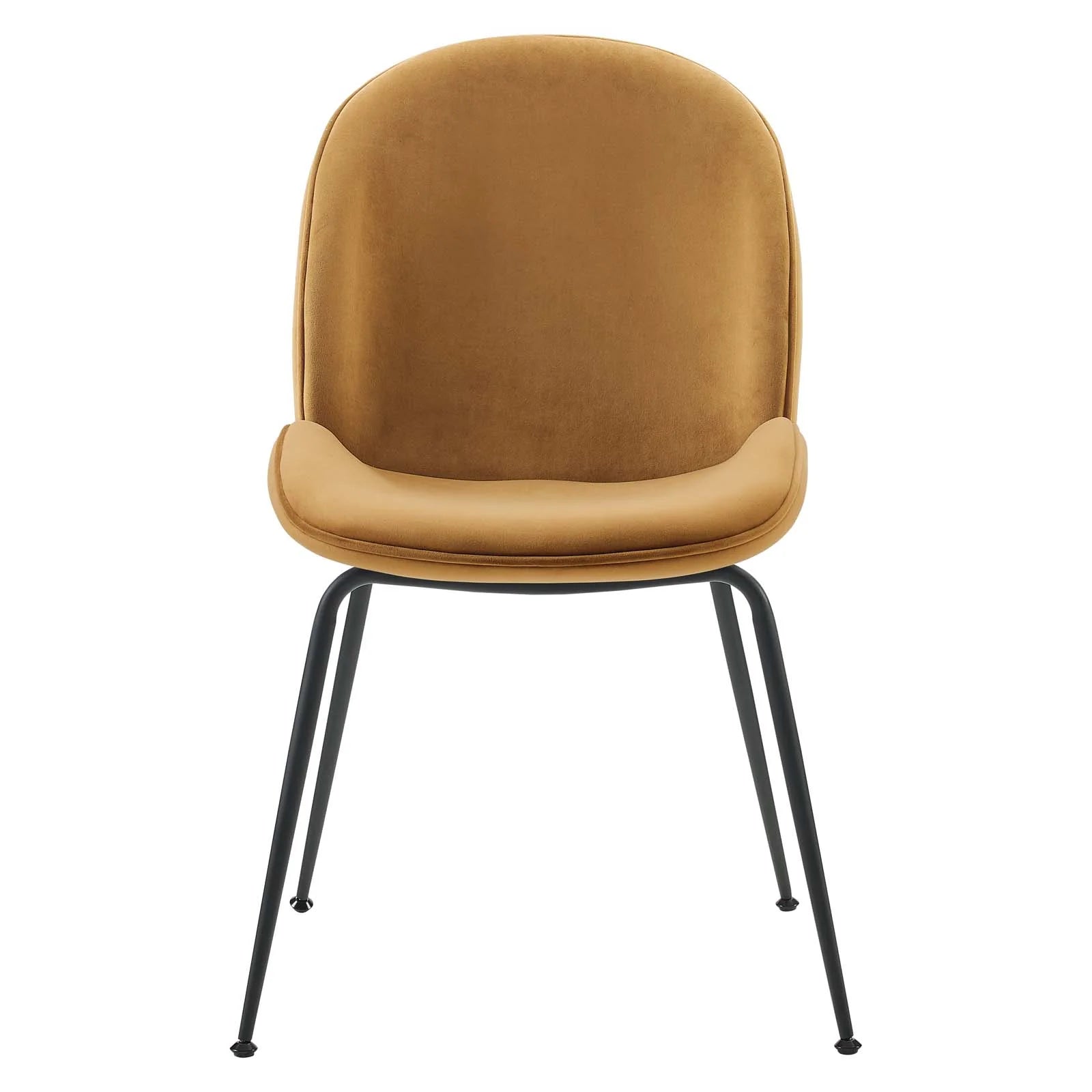 Scoop Dining Chairs – Set of 2, Black Powder-Coated Steel Legs, Performance Velvet Upholstery image 3