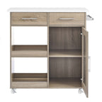 Culinary Kitchen Cart With Towel Bar | Rubberwood Top | Light Gray Natural, White Natural, Charcoal Natural &amp; Oak White Options image 7