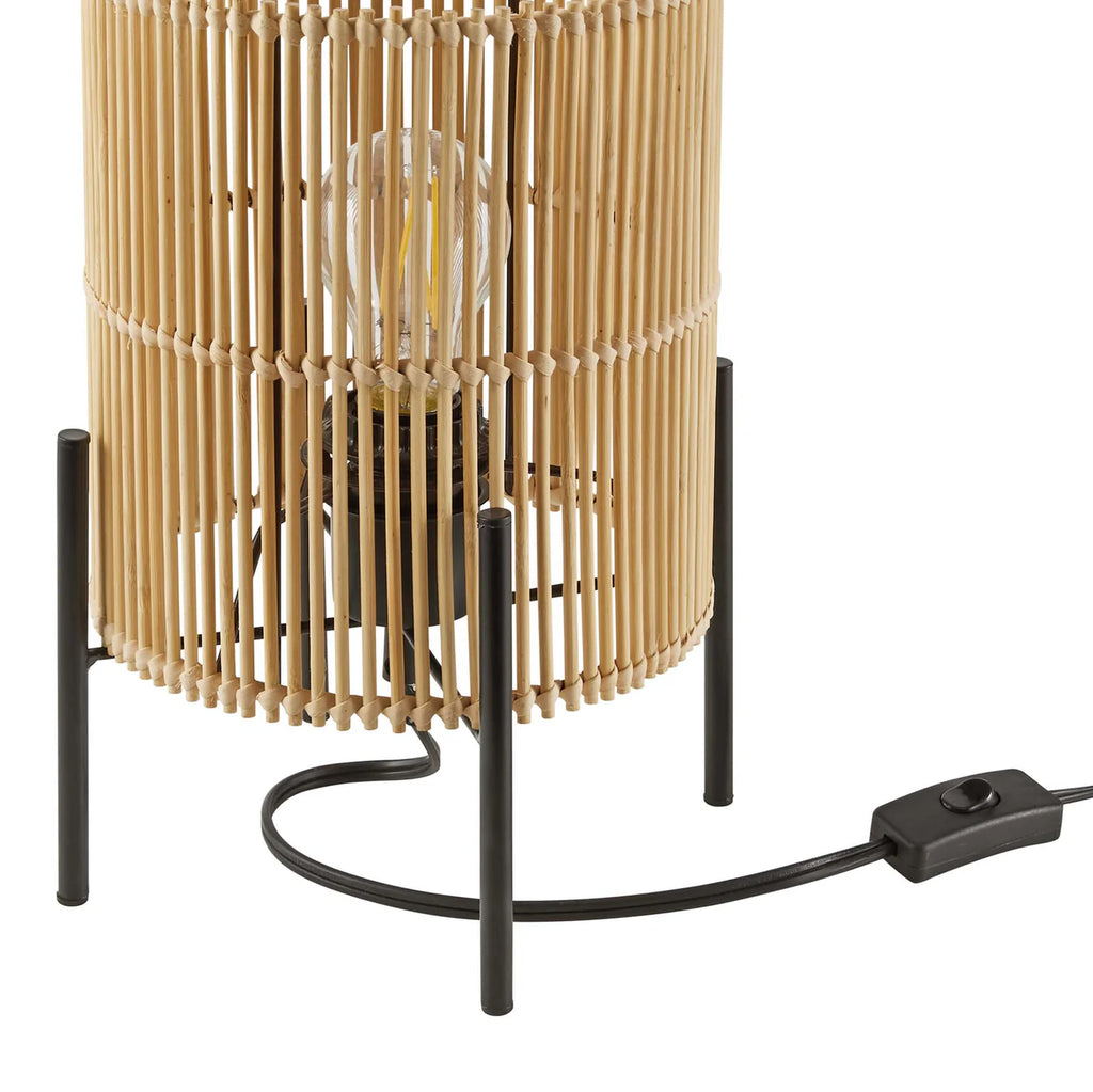 Casen Natural Bamboo Table Lamp | Cylindrical Open-Weave Bamboo Shade | E26 Base | Pack of 2 image 5