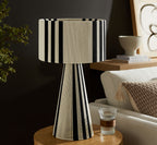Gia Handwoven Cotton Thread Table Lamp in Striped Black | Basil Green | Natural | Pack 0f 2 | image 1