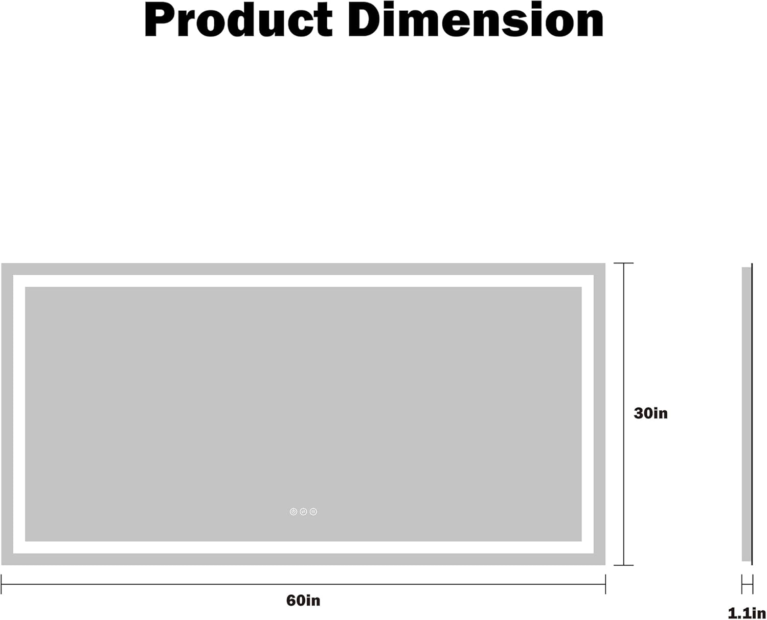 LED Bathroom Mirror 60x30 Inch Front &amp; Backlit Lights Vanity Mirror, Wall Mounted Anti-Fog Dimmable LED Makeup Mirror, IP54 3K-6K Warm/Natural/Daylight, Tempered Glass (Horizontal/Vertical) UL image 1
