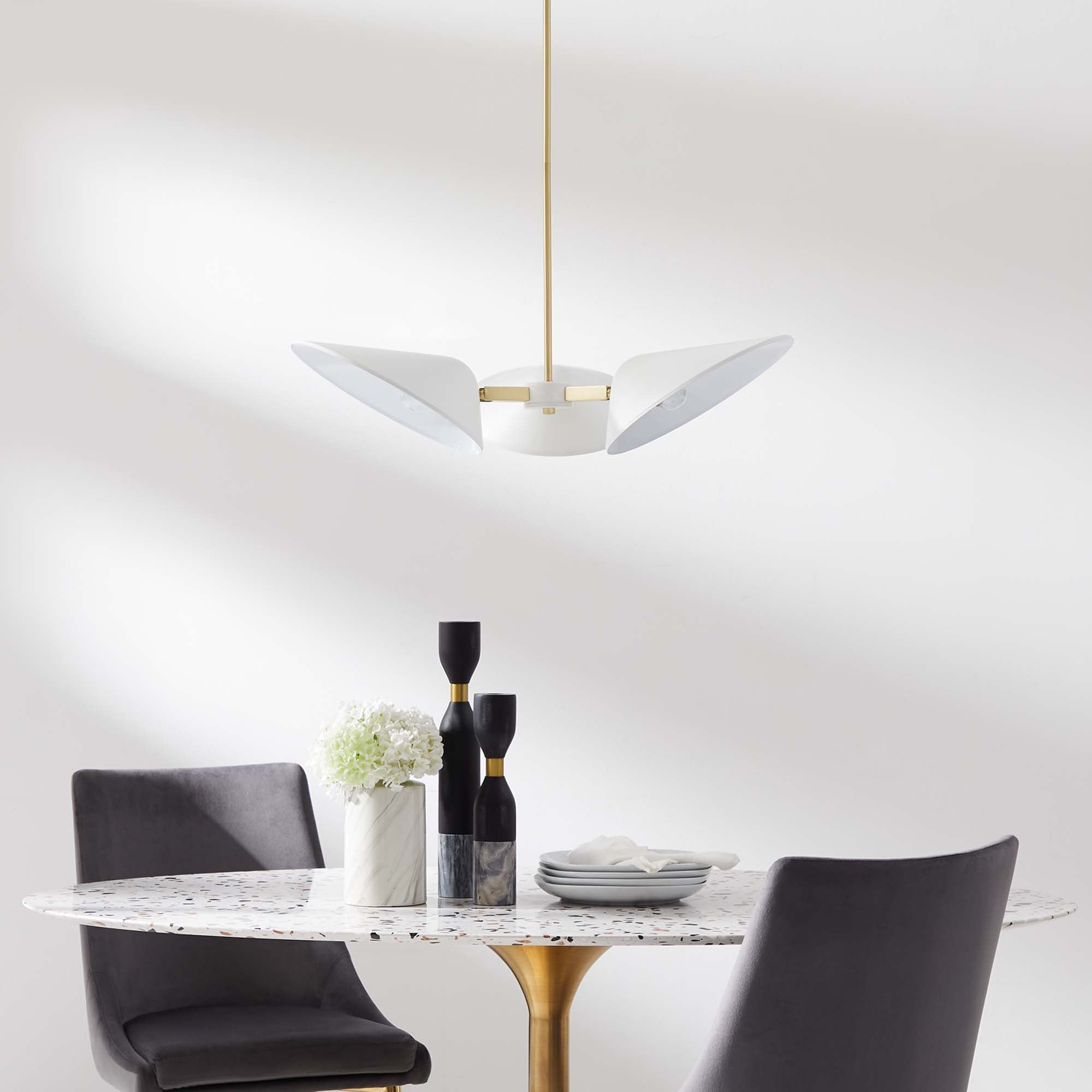Journey 3-Light 3" Arm Pendant | Black &amp; White Color Options | Ideal for dining room, living room, or bedroom | Pack of 2 image 0