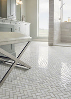 Greecian White Herringbone Pattern Mosaic Tile | Wall Tile &amp; Backsplash Tile | Marble | Greenguard Gold, USGBC/LEED | 10 Pieces Per Box image 3