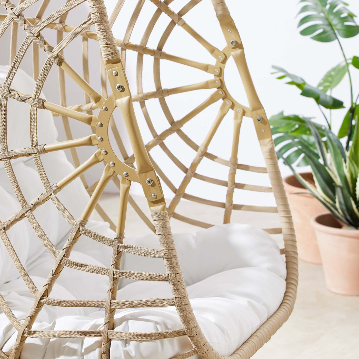 Amalie Wicker Rattan Outdoor Patio Swing Chair in Natural White image 2