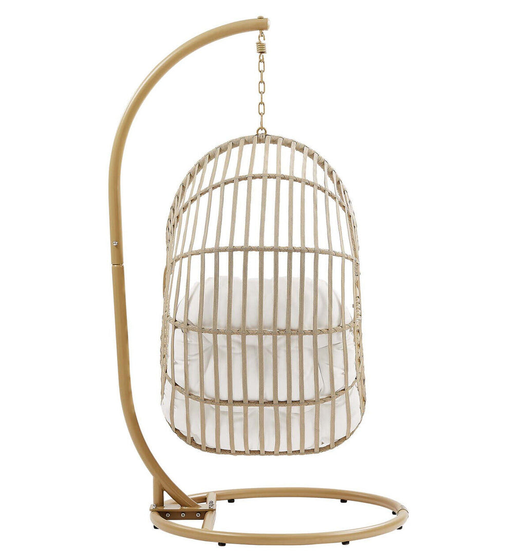 Amalie Wicker Rattan Outdoor Patio Swing Chair in Natural White image 7