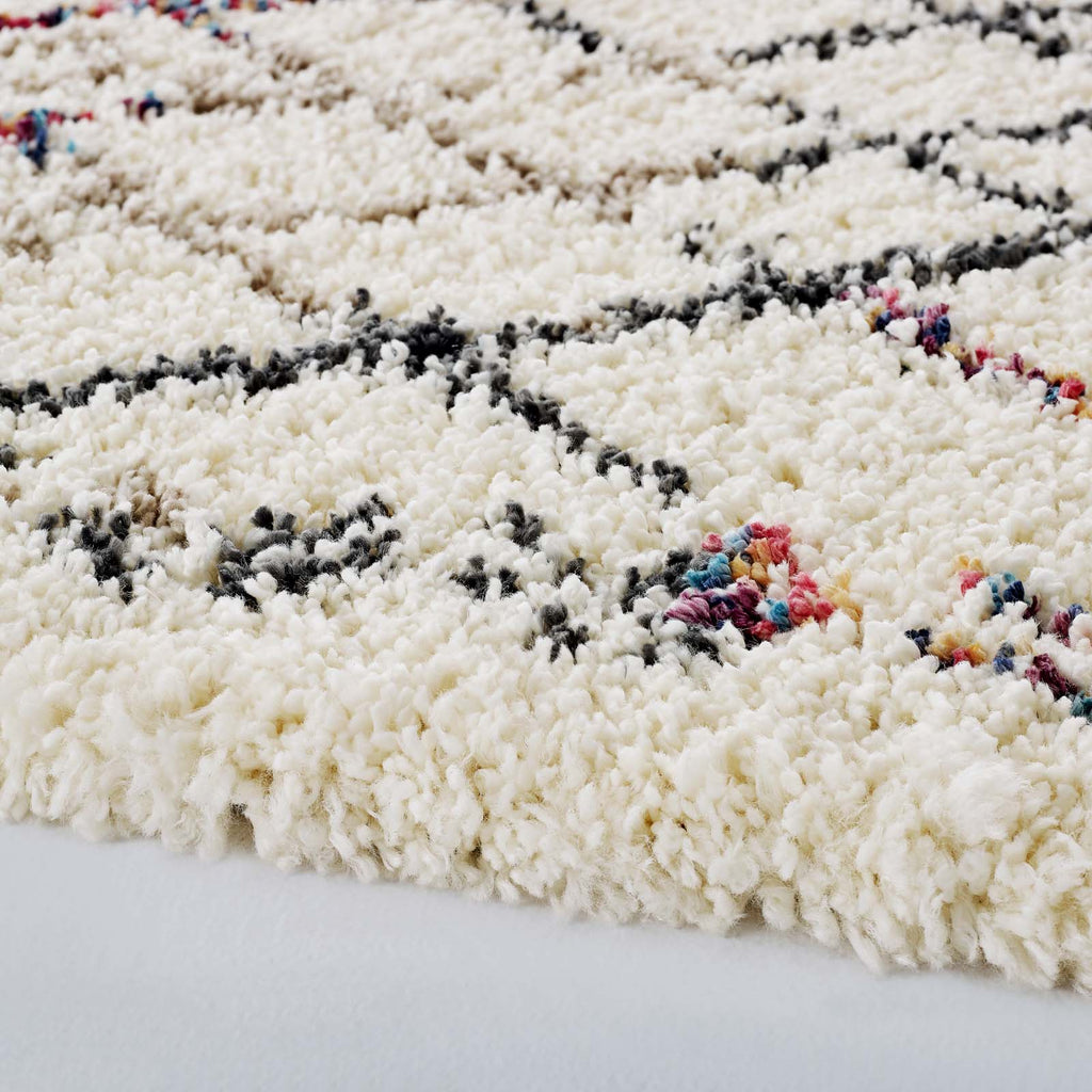 Multicolored Skadi Rainbow Diamond Shag 5 X 8 Area Rug | Shag Weave Approx. 2 Inches | Grooved Rubber Grip Bottom | 80% Polypropylene / 20% Polyester image 5