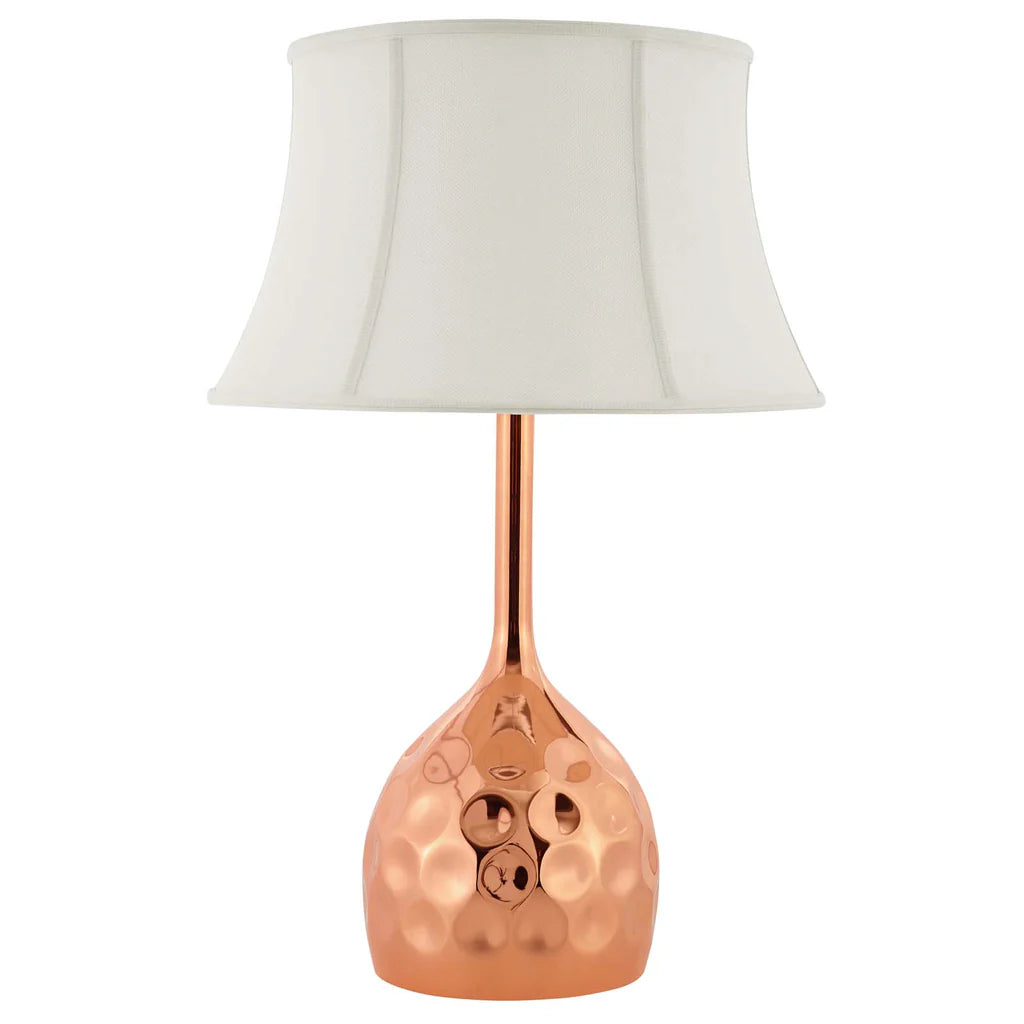 Rose Gold Dimple Table Lamp | Hammered Design | Bell Shaped Table Lamp image 0