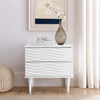 Wavelet White 2-Drawer Nightstand image 8