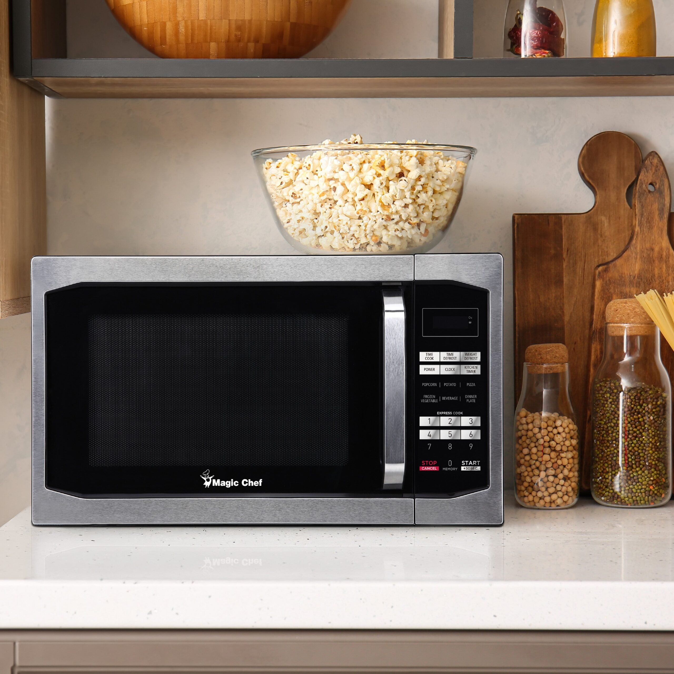 Magic Chef 1.6 Cu. Ft Countertop Microwave | 1100 Watt | Stainless Steel Door | Digital Display | 6 Auto Cooking Modes | Child Lock | 8 Years Warranty On Magnetron image 4