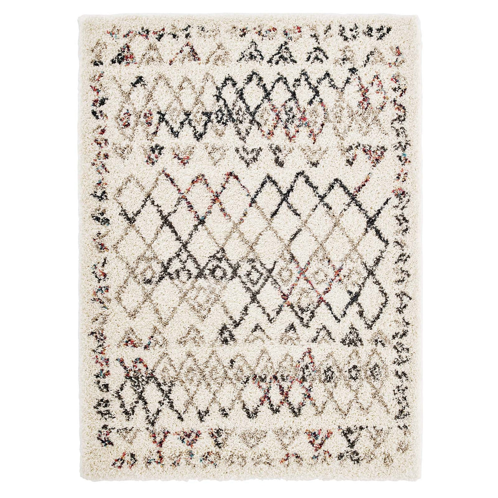 Multicolored Skadi Rainbow Diamond Shag 5 X 8 Area Rug | Shag Weave Approx. 2 Inches | Grooved Rubber Grip Bottom | 80% Polypropylene / 20% Polyester image 1