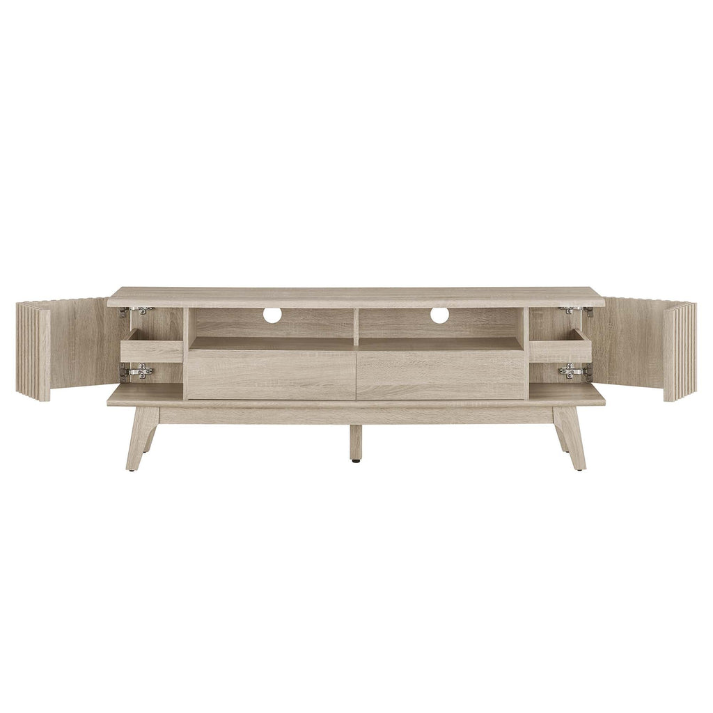 Eudora 60" TV Stand | Oak &amp; Walnut Finish Options | Modern TV Stand | Hinged Corner Doors | Full-Glide Drawers | Particleboard and MDF Construction | Non-Marking Foot Pads image 7