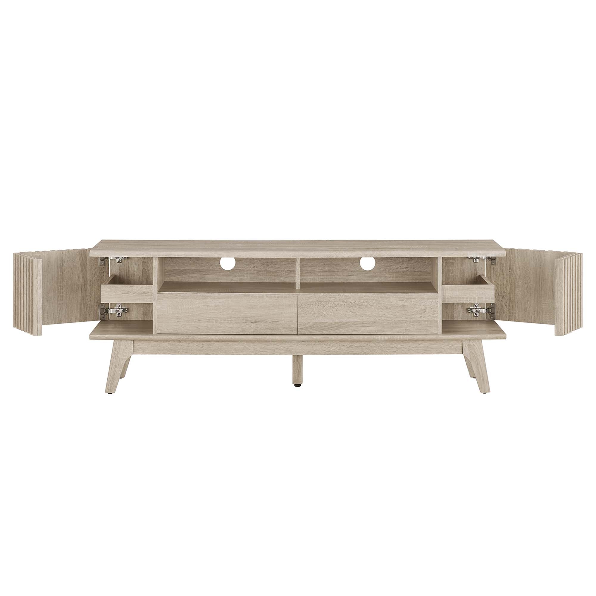 Eudora 60" TV Stand | Oak &amp; Walnut Finish Options | Modern TV Stand | Hinged Corner Doors | Full-Glide Drawers | Particleboard and MDF Construction | Non-Marking Foot Pads image 7